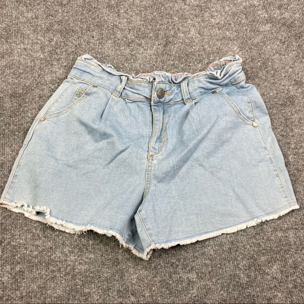 Joe's Jeans Shorts Girls Size 16 Light Wash Denim Paperbag Waist Frayed Hem